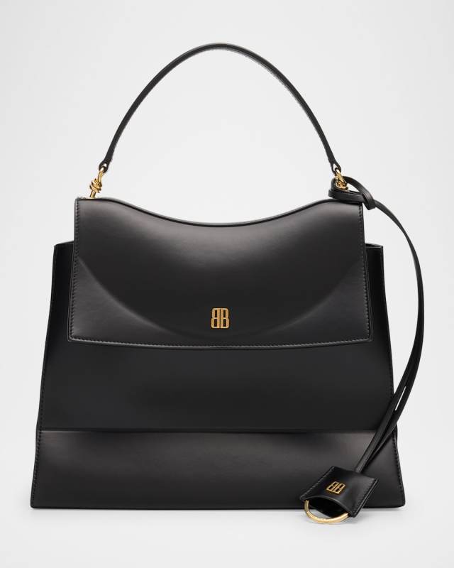 Nano Flap Leather Top-Handle Bag